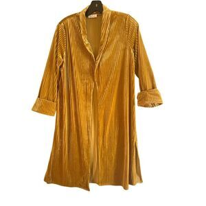 Ember Women's Gold Velvet Duster Coat Long Sleeve Open Front S